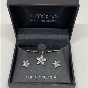 Delicate sterling flower pendant and earrings